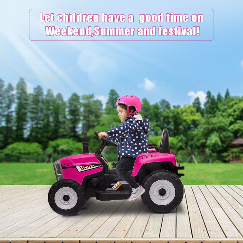 Load image into Gallery viewer, Electric Ride-On Tractor with Trailer and Music for Kids - 12V Battery-Powered Vehicle Toy
