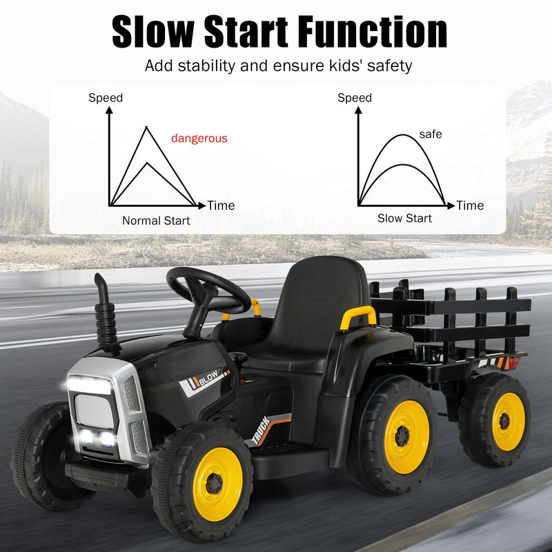 Load image into Gallery viewer, Electric Ride-On Tractor with Trailer and Remote Control - Black
