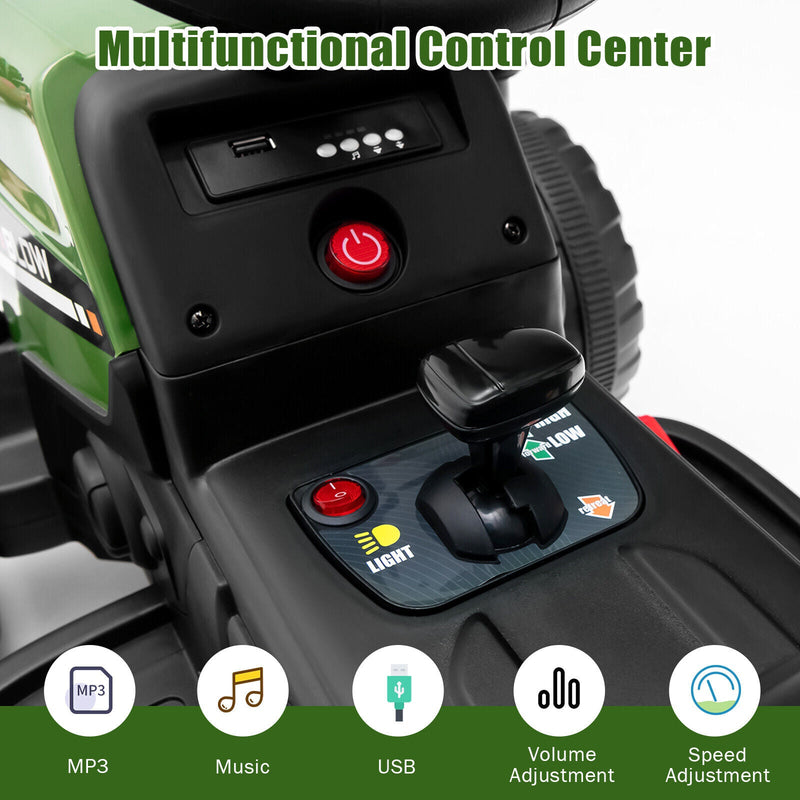Load image into Gallery viewer, Electric Ride-On Tractor with Trailer and Remote Control - Dark Green with Lights
