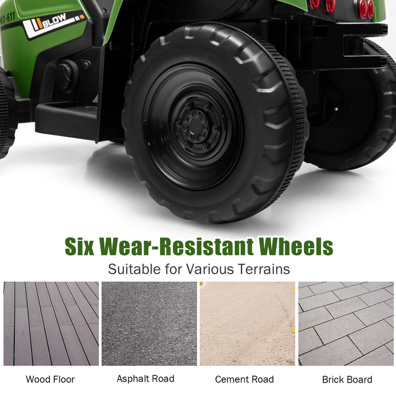 Load image into Gallery viewer, Electric Ride-On Tractor with Trailer and Remote Control - Dark Green with Lights
