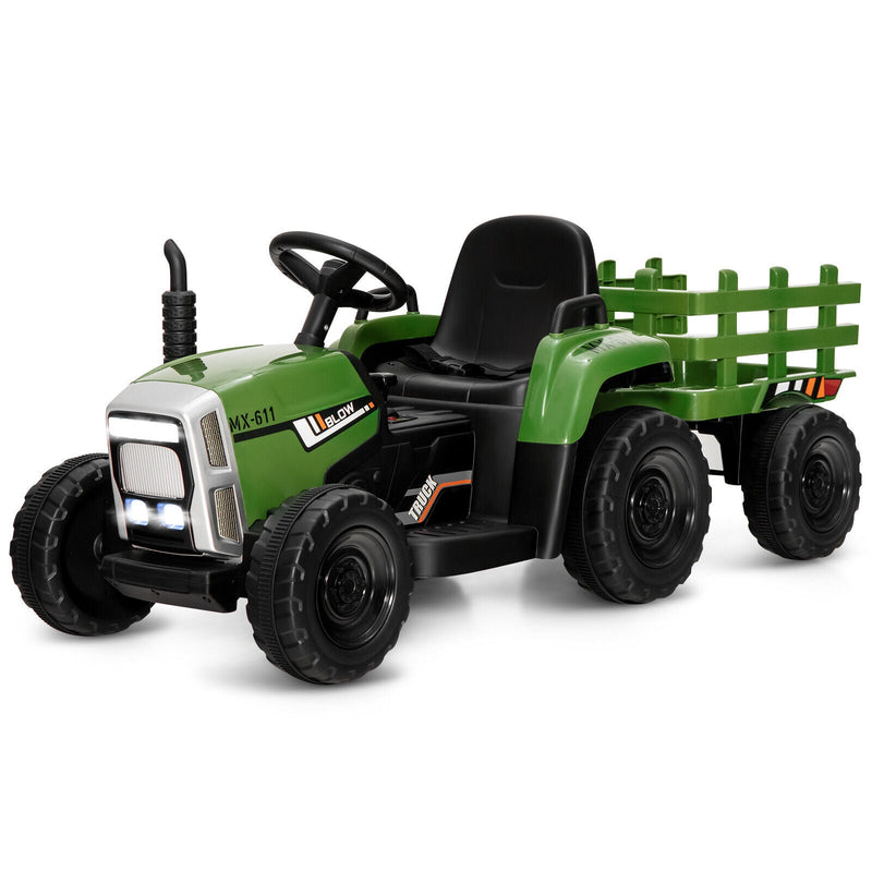 Load image into Gallery viewer, Electric Ride-On Tractor with Trailer and Remote Control - Dark Green with Lights
