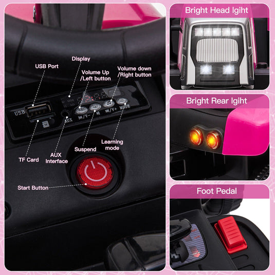 Electric Ride-On Tractor with Trailer and Remote Control for Kids (12V)