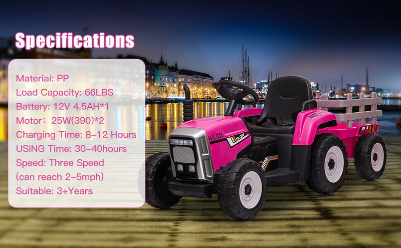 Load image into Gallery viewer, Electric Ride-On Tractor with Trailer and Remote Control for Kids (12V)
