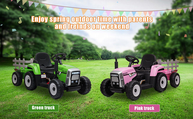 Load image into Gallery viewer, Electric Ride-On Tractor with Trailer and Remote Control for Kids - 12V Vehicle Toy
