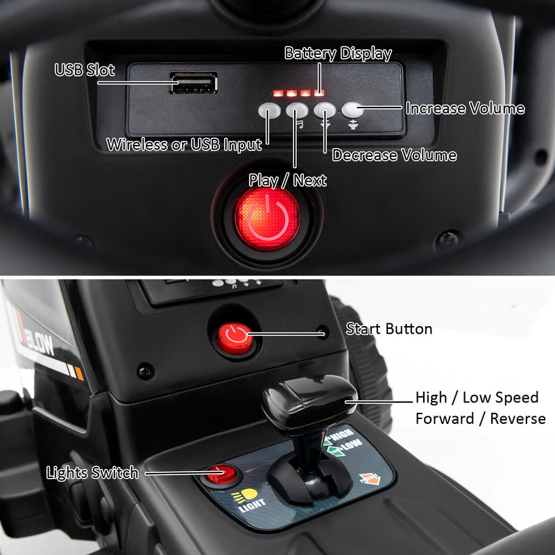 Load image into Gallery viewer, Electric Ride-on Tractor with Trailer for Kids - 3 Speeds &amp; Remote Control - Black
