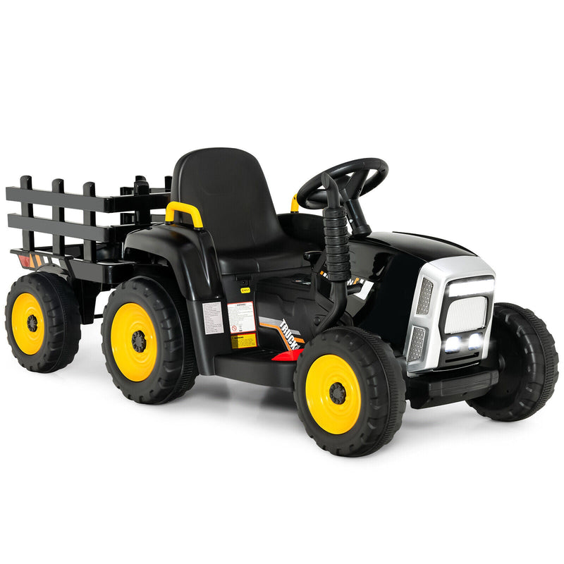 Load image into Gallery viewer, Electric Ride-on Tractor with Trailer for Kids - 3 Speeds &amp; Remote Control - Black
