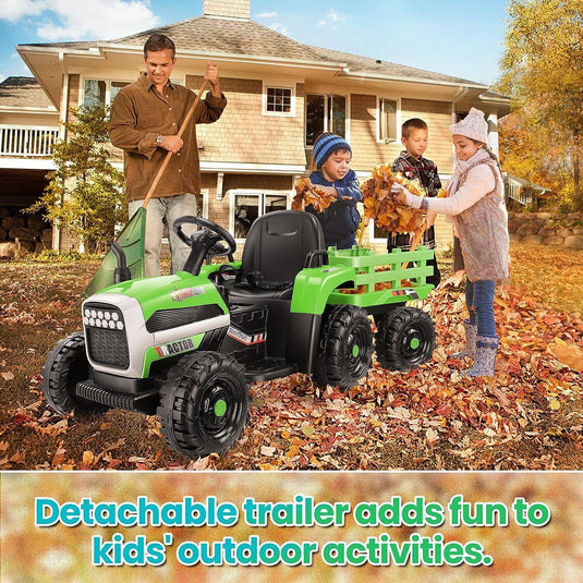Electric Tractor for Kids with Remote Control, MP3 Player, and LED Lights