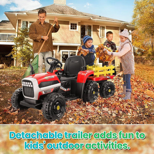 Electric Ride-On Tractor with Trailer for Kids - Remote Controlled Toy Vehicle