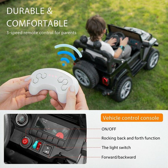 Electric Ride-On Truck for Kids with Parental Remote Control, MP3 Player, LED Lights, and 3 Speed Options