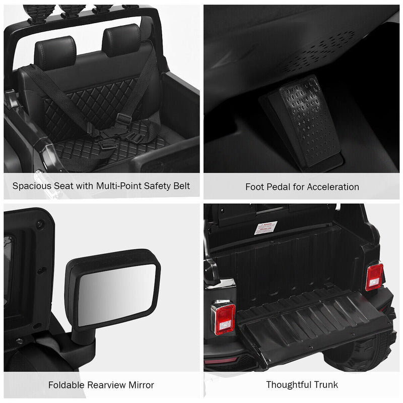 Load image into Gallery viewer, Electric Ride-On Truck for Kids with RC Control, Spring Suspension, Lights, Music, and Trunk - Black
