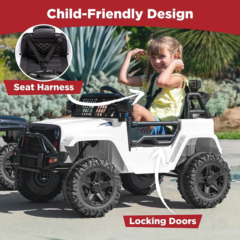 Load image into Gallery viewer, Electric Ride-On Truck for Kids with Remote Control and Aux Port - White
