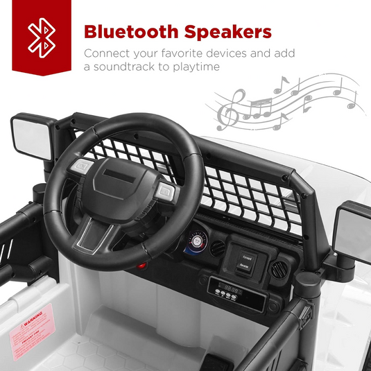 Electric Ride-On Truck for Kids with Remote Control and Aux Port - White