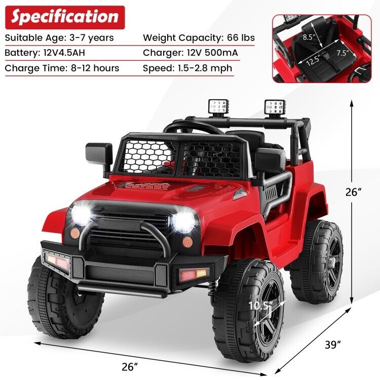 Load image into Gallery viewer, Electric Ride-On Truck for Kids with Remote Control and Headlights - 12V Toy Car
