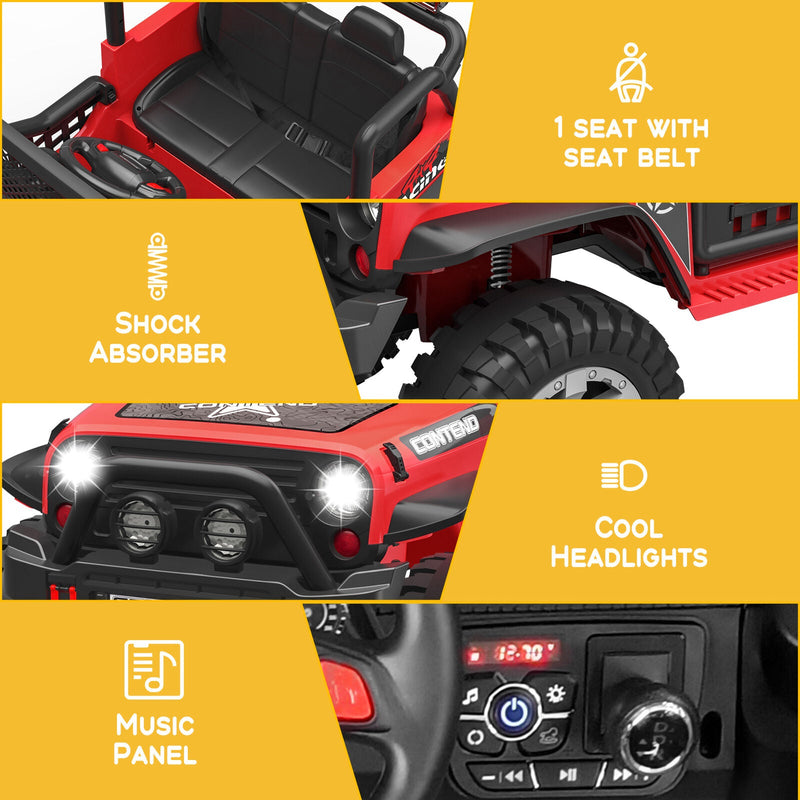 Load image into Gallery viewer, 12V Electric Jeep Toy Car for Kids with LED Lights, MP3 Player, and Remote Control - Perfect Gift for Boys and Girls
