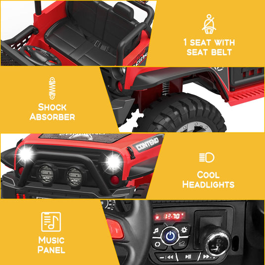 12V Electric Jeep Toy Car for Kids with LED Lights, MP3 Player, and Remote Control - Perfect Gift for Boys and Girls