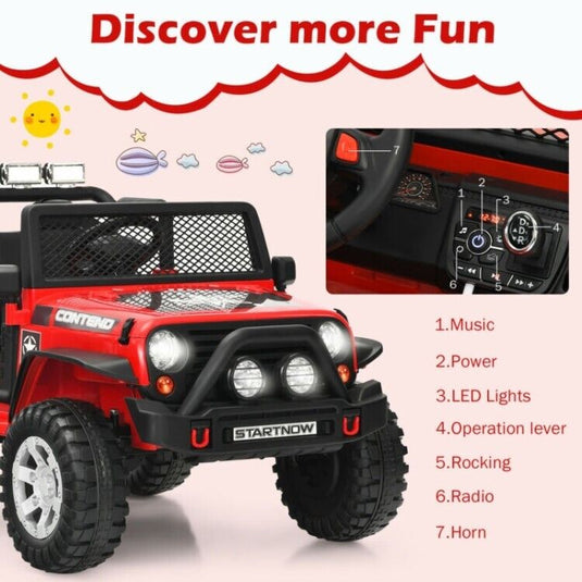 Electric Ride On Truck for Kids with Remote Control, Lights, and Music - 12V Children's Car Toy
