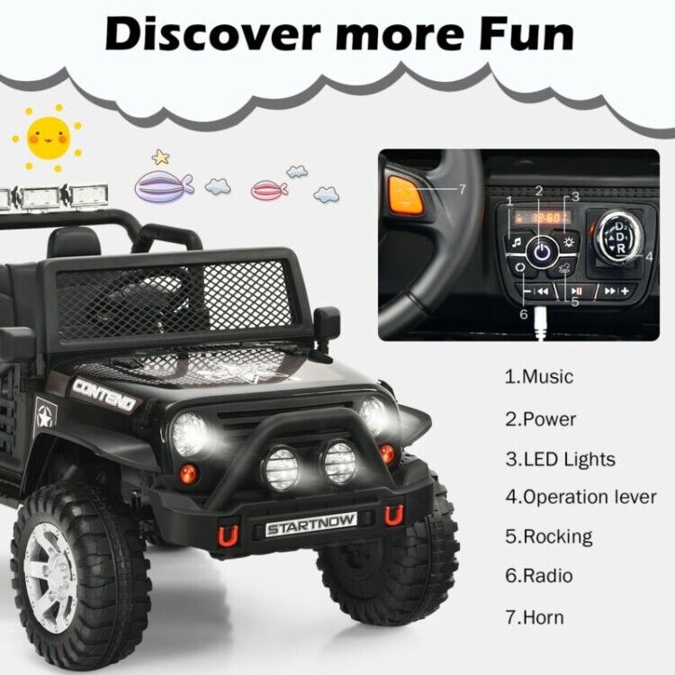 Load image into Gallery viewer, Electric Ride-On Truck for Kids with Remote Control, Lights, and Music - Black
