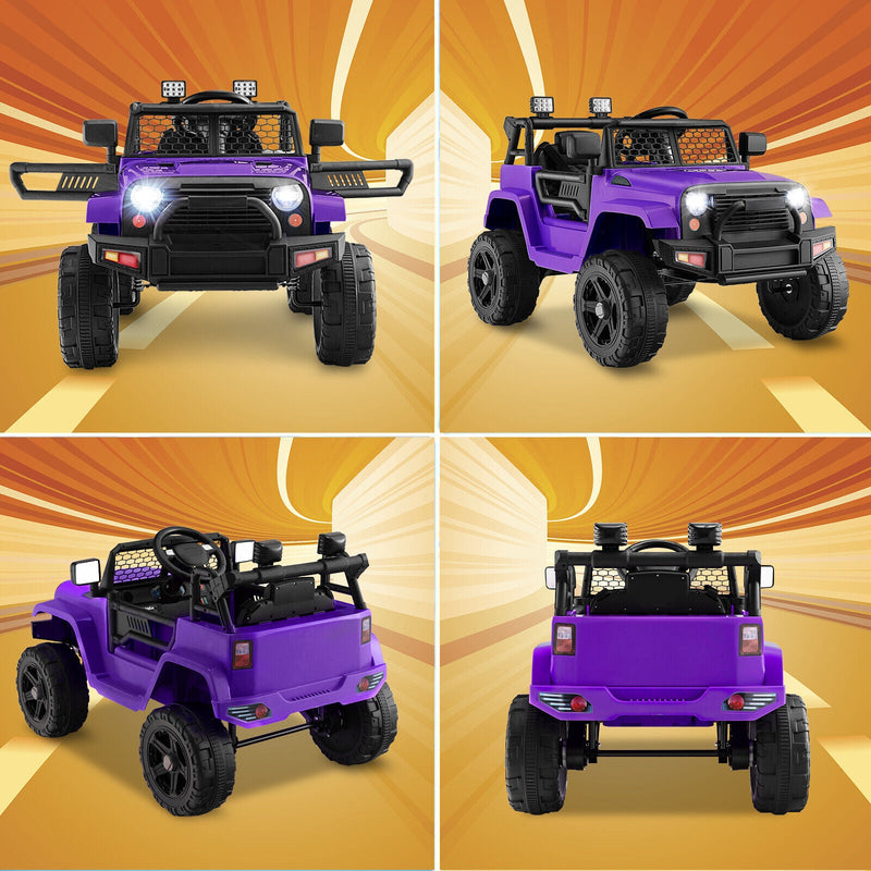 Load image into Gallery viewer, Electric Ride-On Truck for Kids with Remote Control, Lights, and Music - Purple
