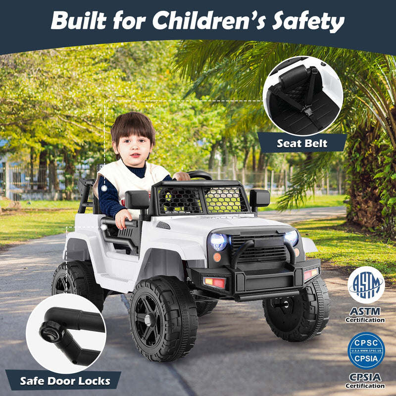 Load image into Gallery viewer, Electric Ride-On Truck for Kids with Remote Control, Lights, and Music - White

