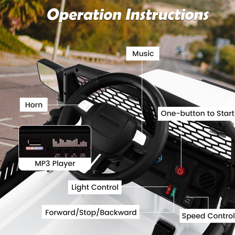 Load image into Gallery viewer, Electric Ride-On Truck for Kids with Remote Control, Lights, and Music - White
