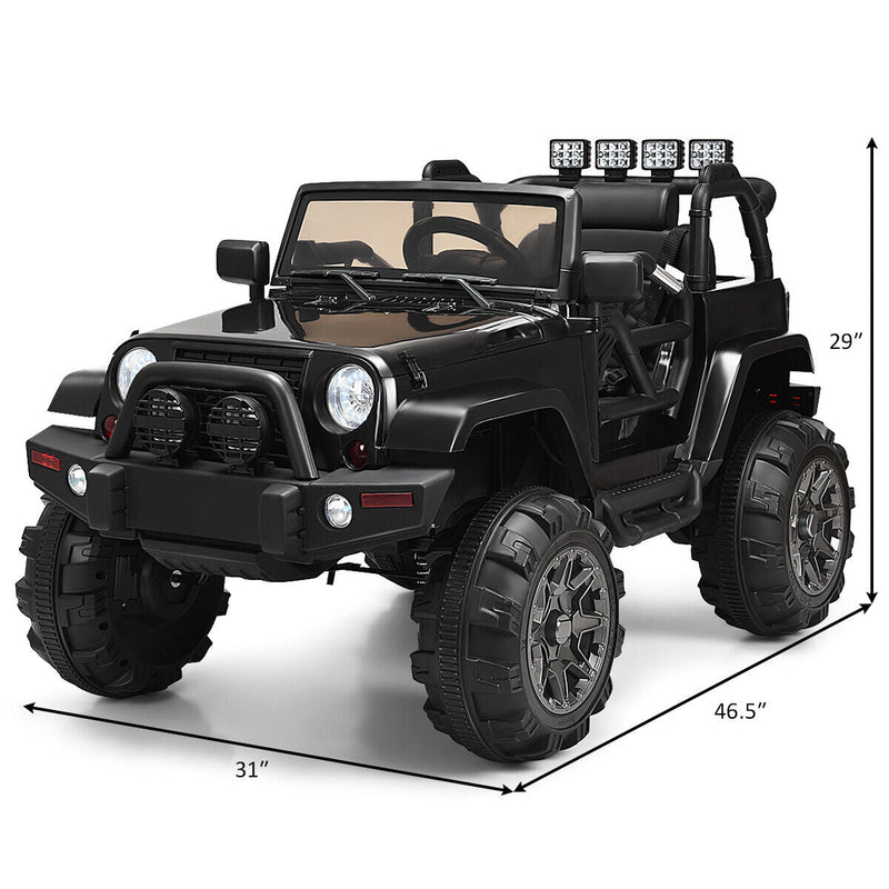 Load image into Gallery viewer, Electric Ride-On Truck for Kids with Remote Control, MP3 Player, and LED Lights - Black
