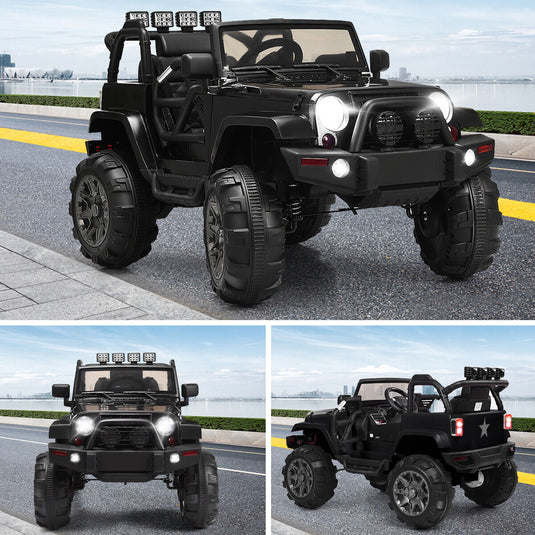 Electric Ride-On Truck for Kids with Remote Control, MP3 Player, and LED Lights - Black