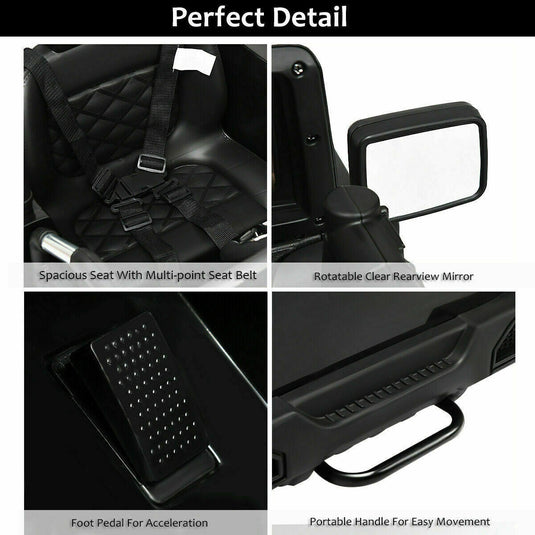 Electric Ride-On Truck for Kids with Remote Control, MP3 Player, and LED Lights - Black