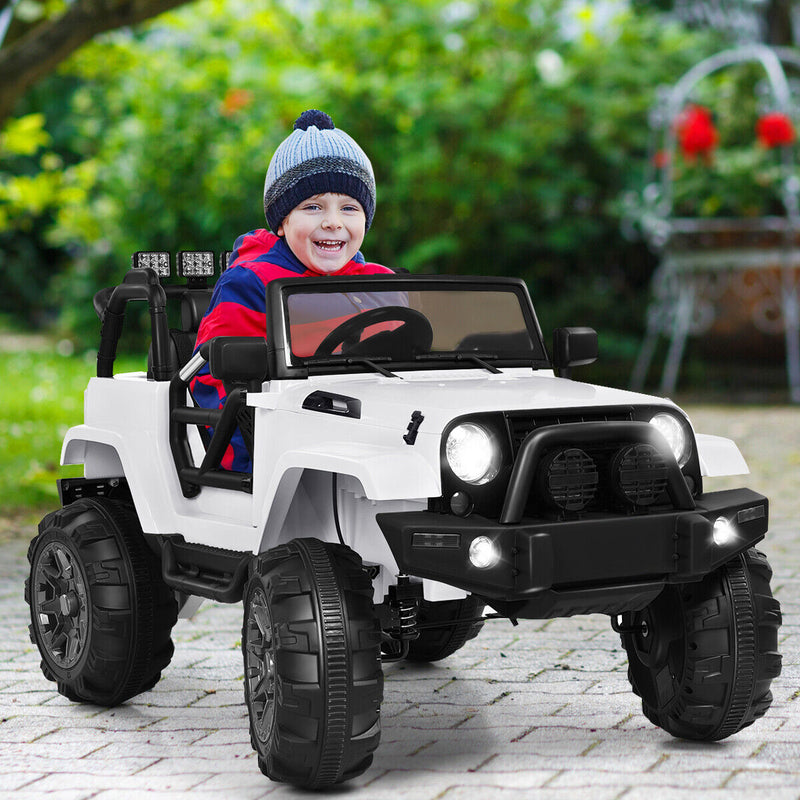 Load image into Gallery viewer, Electric Ride-On Truck for Kids with Remote Control, MP3 Player, and LED Lights - White
