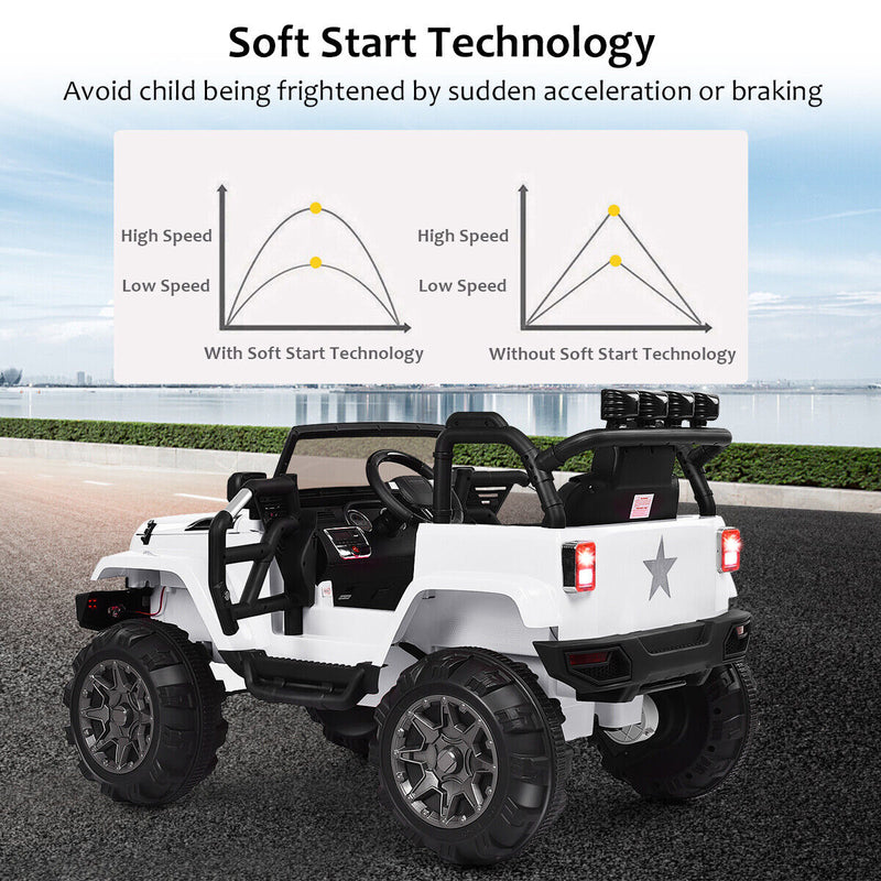 Load image into Gallery viewer, Electric Ride-On Truck for Kids with Remote Control, MP3 Player, and LED Lights - White
