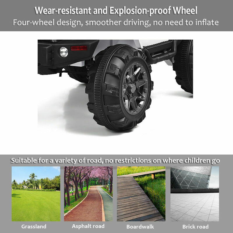 Load image into Gallery viewer, Electric Ride-On Truck for Kids with Remote Control, MP3 Player, and LED Lights - White
