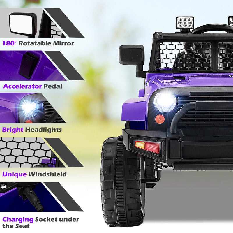 Load image into Gallery viewer, Electric Ride-On Truck for Kids with Remote Control, Music, and Lights - Purple

