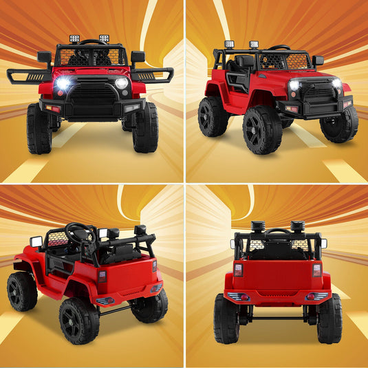 Electric Ride-On Truck for Kids with Remote Control, Music, and Lights - Red