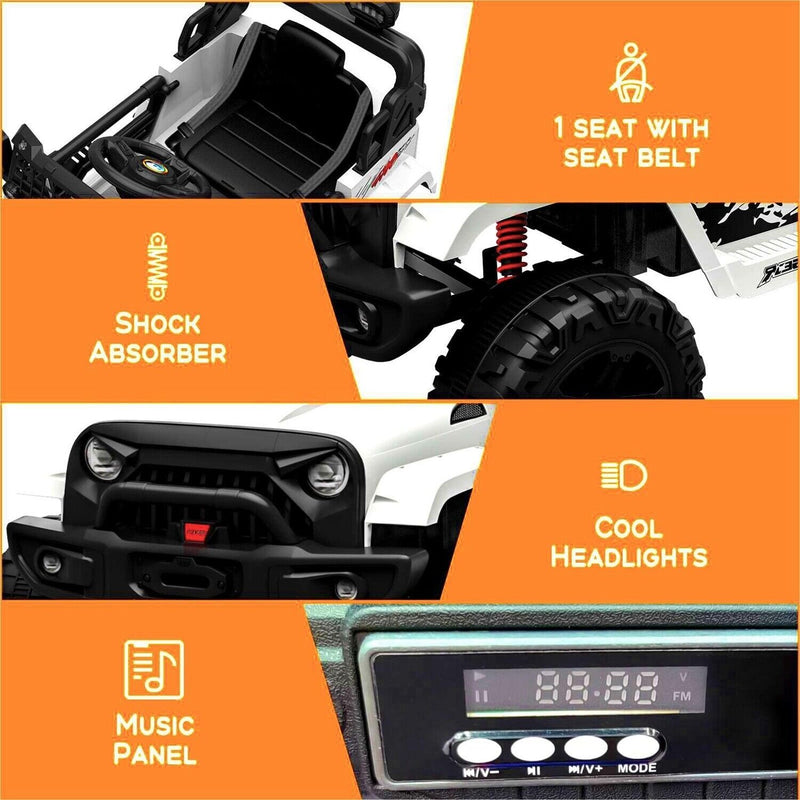 Load image into Gallery viewer, Jeep-Inspired 12V Ride-On Truck for Kids Ages 3-8, White
