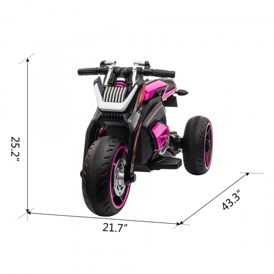 Electric Three-Wheeled Motorcycle for Kids Ages 3-8 with Horn and LED Lights