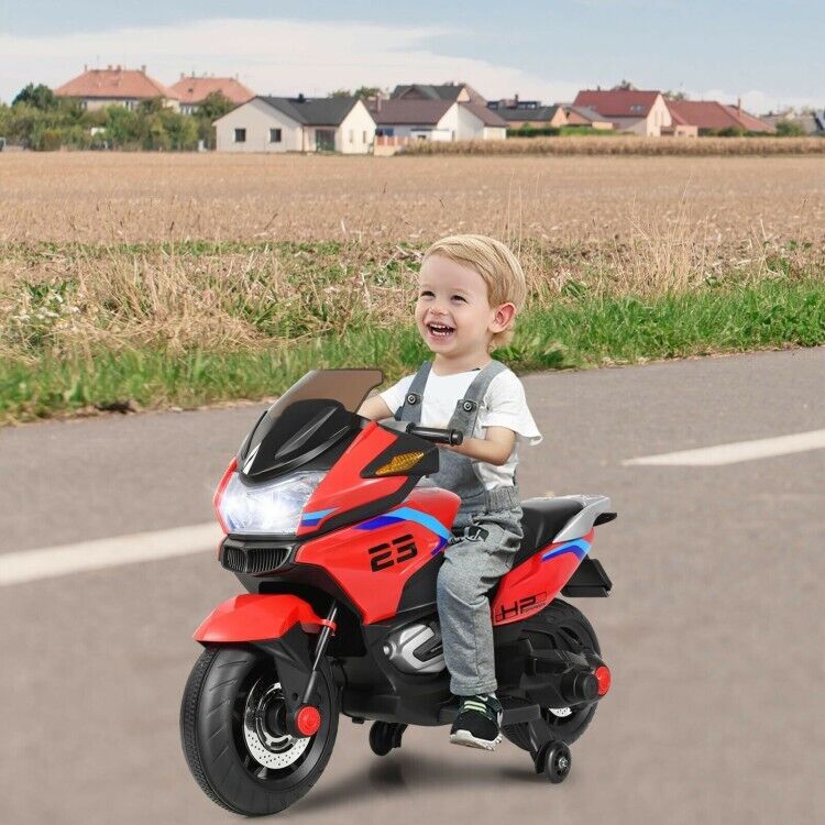 Load image into Gallery viewer, Electric Toddler Motor Bike with 12V Battery and Training Wheels for Outdoor Fun
