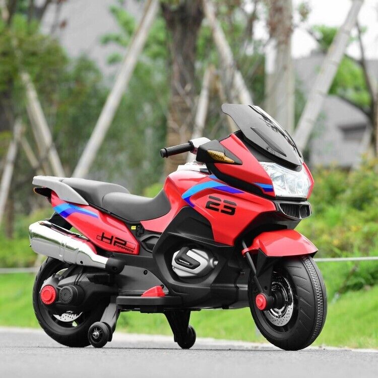 Load image into Gallery viewer, Electric Toddler Motor Bike with 12V Battery and Training Wheels for Outdoor Fun
