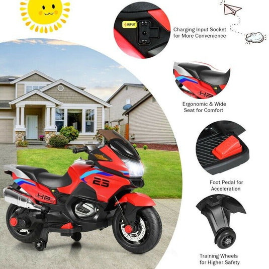 Electric Toddler Motor Bike with 12V Battery and Training Wheels for Outdoor Fun