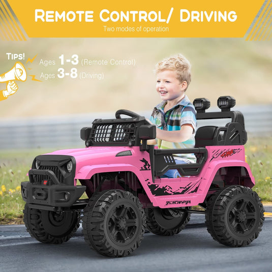 Premium 12V Electric Ride-On Truck for Kids with Remote Control and 2 Speed Options - LED Lights Included