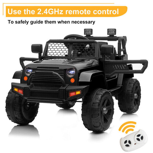Electric Toy Jeep for Kids with LED Lights, MP3 Player, and Remote Control - Perfect Gift for Young Drivers!