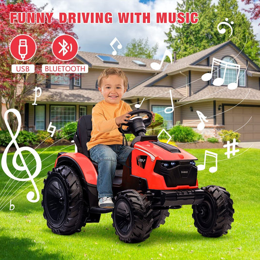 Electric Tractor Ride-On Toy with Remote Control for Kids Ages 3-8