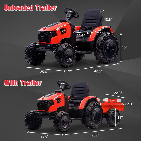 Electric Tractor Ride-On Toy with Remote Control for Kids Ages 3-8