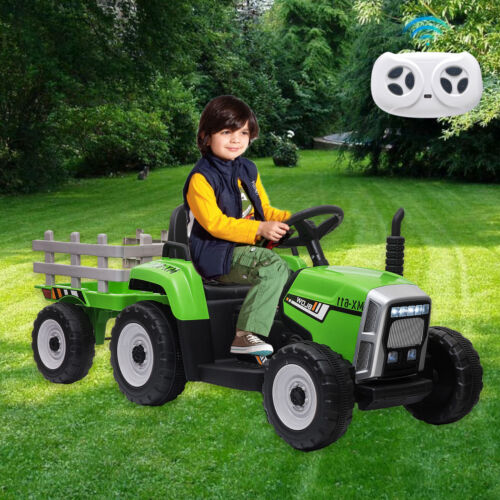 Load image into Gallery viewer, Electric Tractor Ride-On Toy with Trailer for Kids - Remote Control Included
