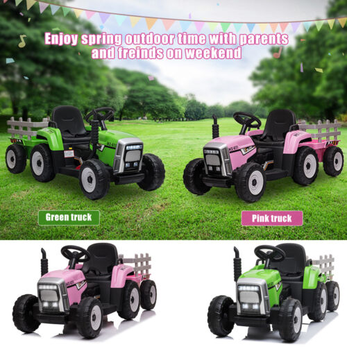 Load image into Gallery viewer, Electric Tractor Ride-On with Trailer and Remote Control for Kids - LED Headlights Included
