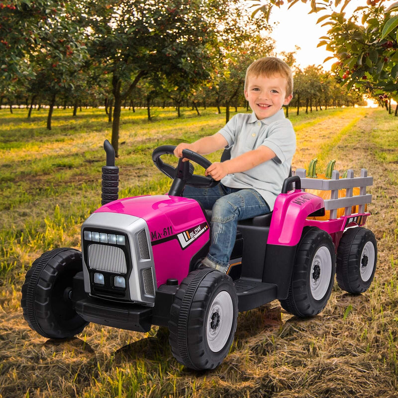 Load image into Gallery viewer, Electric Tractor with Trailer and Remote Control - Perfect Gift for Kids (12V Battery Powered)
