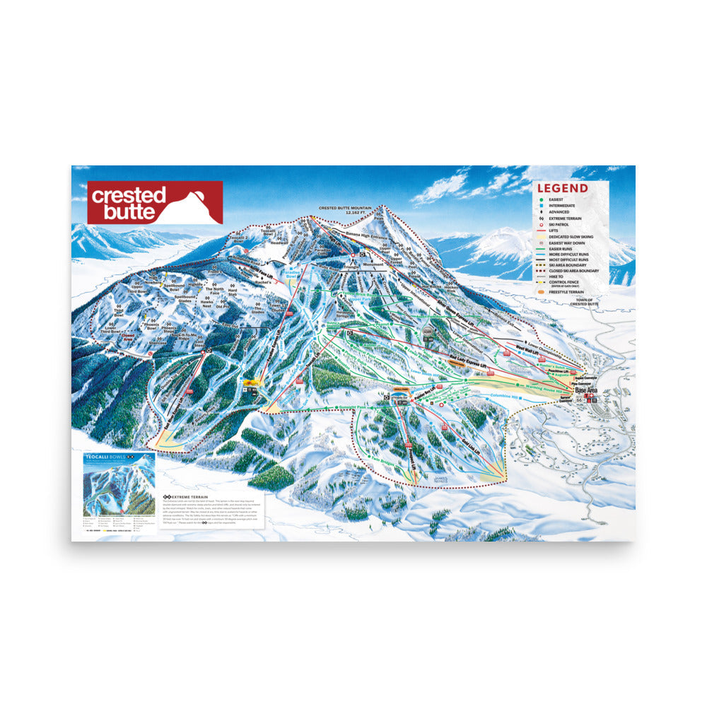 Crested Butte Ski Resort Trail Map Poster