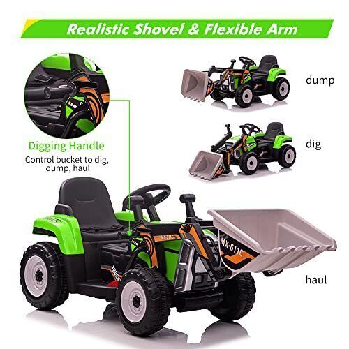 Load image into Gallery viewer, Excavate Fun with Our 12V Electric Ride-On Digger Truck for Kids - 3 Speeds, 7-LED Lights
