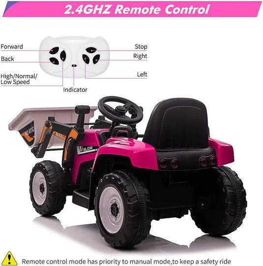Excavate Fun with Our 12V Electric Ride-On Digger Truck for Kids - 3 Speeds, 7-LED Lights