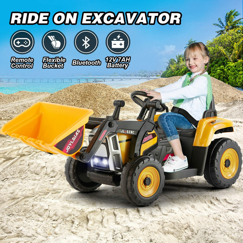 Load image into Gallery viewer, Electric Ride-On Excavator Digger with Bluetooth Music and Remote Control - 3 Speeds, Yellow
