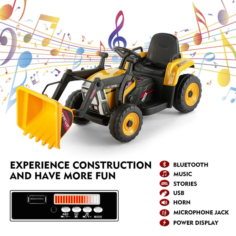 Load image into Gallery viewer, Electric Ride-On Excavator Digger with Bluetooth Music and Remote Control - 3 Speeds, Yellow
