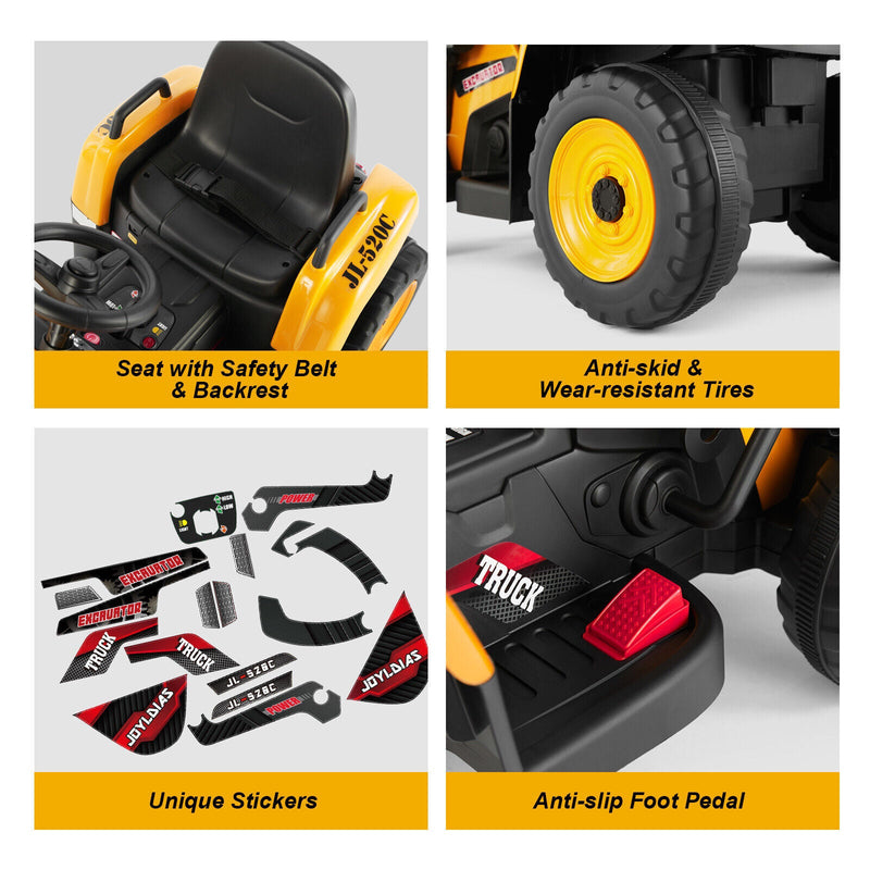 Load image into Gallery viewer, Electric Ride-On Excavator Digger with Bluetooth Music and Remote Control - 3 Speeds, Yellow
